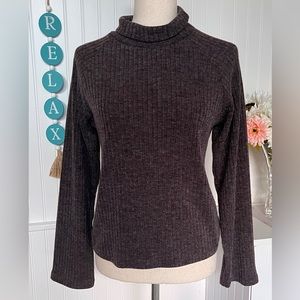 Gorgeous Brown (Chocolate) Ribbed Turtleneck Top